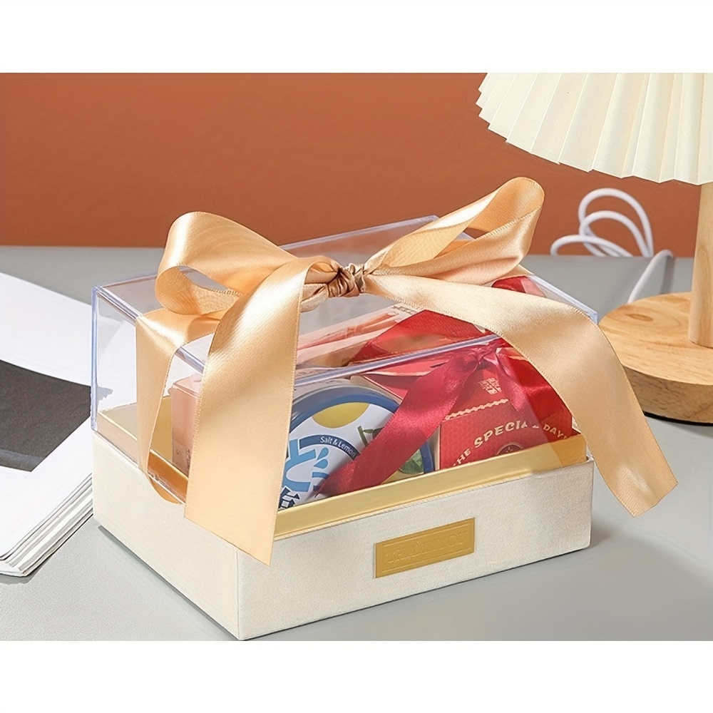 3 Transparent Acrylic Gift Boxes with Ribbon Bow